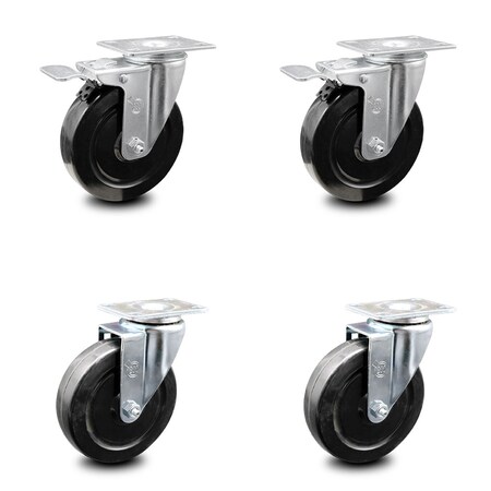 Service Caster 5 Inch Hard Rubber Wheel Swivel Top Plate Caster Total Lock Brakes SCC, 2PK SCC-TTL20S514-HRS-2-S-2